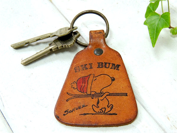 【スヌーピー・SKI BUM】大人気キャラクター・ヴィンテージ・レザー製・キーホルダー・革・USA