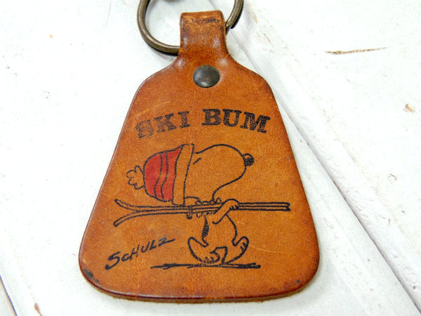 【スヌーピー・SKI BUM】大人気キャラクター・ヴィンテージ・レザー製・キーホルダー・革・USA