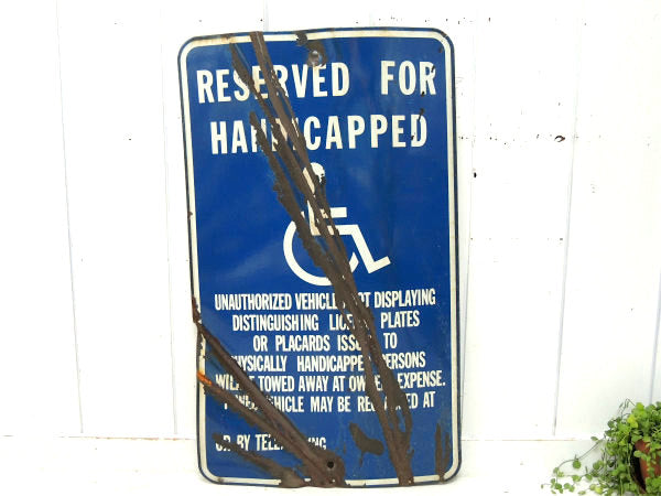 HANDICAPPED・パーキング ホーロー・ストリートサイン・ビンテージ・看板・駐車サイン
