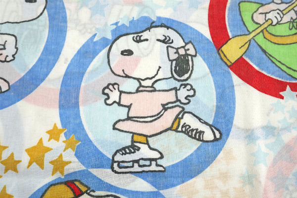 スヌーピー&ベル・オリンピック・スポーツ柄・60's・ヴィンテージ・USEDピローケース・枕カバー