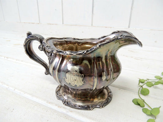 【GORHAM】ゴーハム・シルバー製・アンティーク・ミルクソーサー/ミルクピッチャー/銀食器 USA