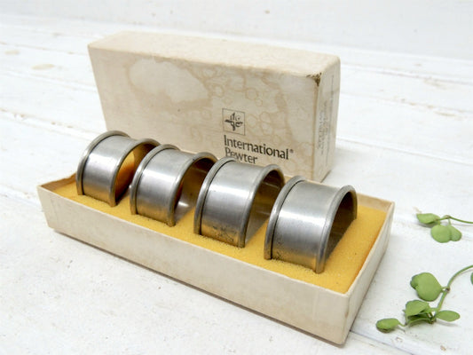 ピューター製・箱付き・ヴィンテージ・ナプキンリング・4個セット USA