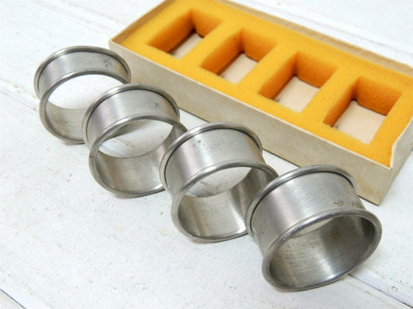 ピューター製・箱付き・ヴィンテージ・ナプキンリング・4個セット USA