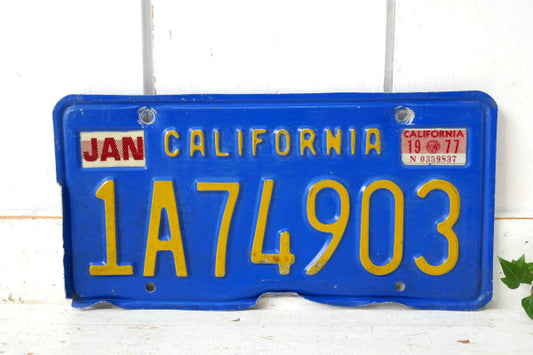 1969's~・青色 カリフォルニア 1A 74903・ビンテージ・ナンバープレート・アメ車 USA