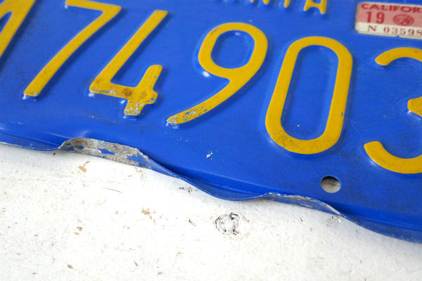 1969's~・青色 カリフォルニア 1A 74903・ビンテージ・ナンバープレート・アメ車 USA
