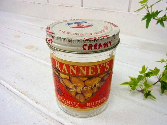 【RANNEY'S】ピーナッツバター・ヴィンテージ・ガラス容器/ガラス瓶(蓋付き)　USA