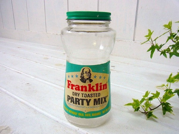 【Franklin】ミックスナッツ・ヴィンテージ・ガラス瓶/ガラス容器(蓋付き)　USA