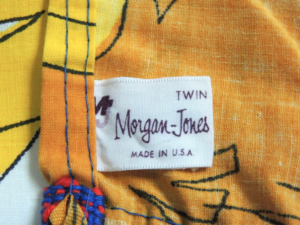 レトロな男の子&女の子&ライオン&バンダナ柄・ヴィンテージ・ベッドスプレッド/ベッドカバー