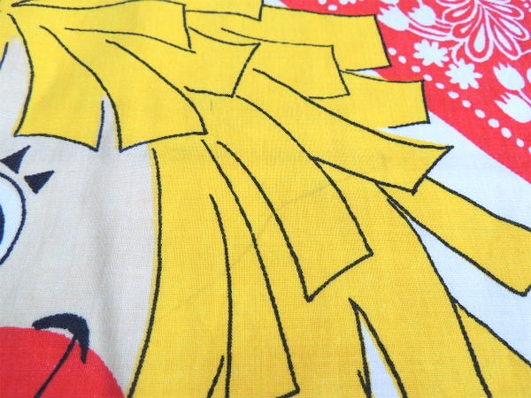 レトロな男の子&女の子&ライオン&バンダナ柄・ヴィンテージ・ベッドスプレッド/ベッドカバー