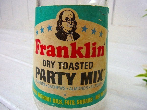 【Franklin】ミックスナッツ・ヴィンテージ・ガラス瓶/ガラス容器(蓋付き)　USA