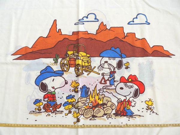 【スヌーピー&スパイク&ベル】ウエスタン・カウボーイ柄・ヴィンテージ・ユーズド・ピロケース/枕カバー