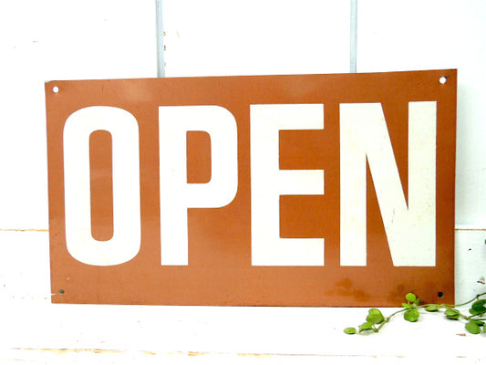 【OPEN・CLOSED】両面・ヴィンテージ・スチールサイン・看板・USA