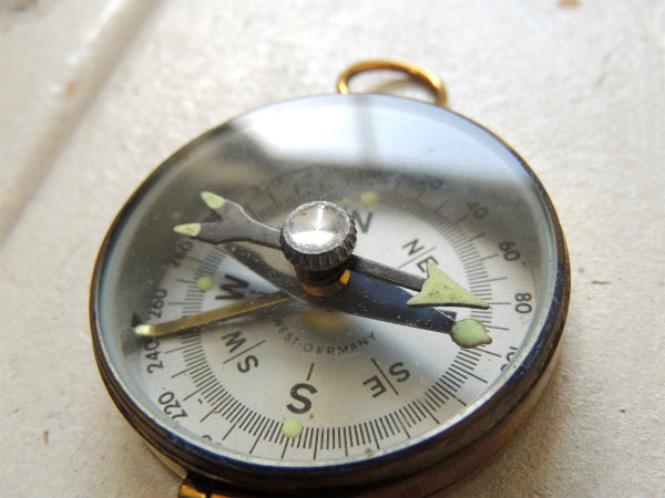 WEST GERMANY 方位磁石・西ドイツ・真鍮製・アンティーク・コンパス・キーホルダー・登山