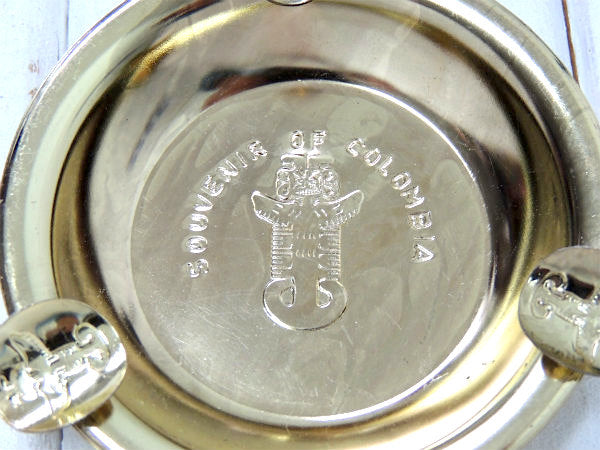 【SOUVENIR OF COLOMBIA】コロンビア・灰皿/アシュトレイ/ゴールドカラー