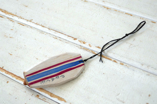 PEACE 松田大児作 アイボリー×赤×ブルー 木製 ミニサーフボード オブジェ アート