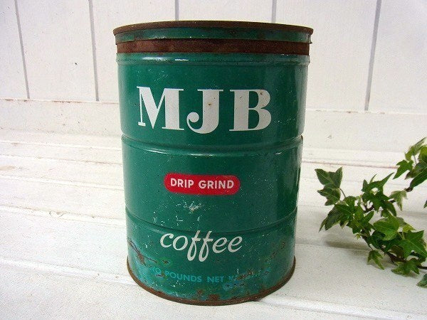 【MJB】ブリキ製・フタ付き・ヴィンテージ・コーヒー缶/ガーデニング USA