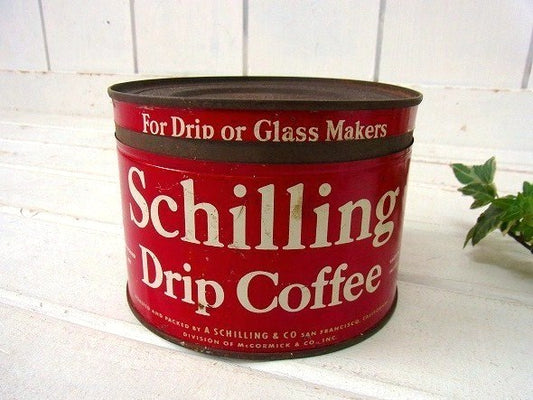 【Schilling COFFEE】ブリキ製・フタ付き・ヴィンテージ・コーヒー缶/ティン缶 USA