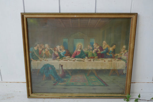 最後の晩餐 キリスト教 イエス キリスト 木製・額縁・アンティーク・絵画  壁飾り ART 聖品