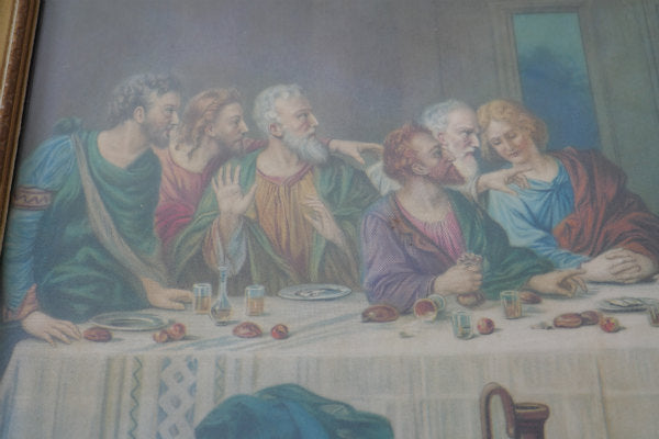 最後の晩餐 キリスト教 イエス キリスト 木製・額縁・アンティーク・絵画  壁飾り ART 聖品