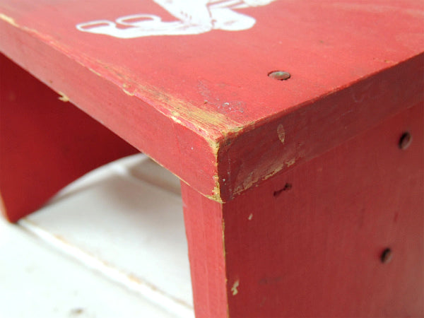 メルヘン 白馬 レッド 木製 ヴィンテージ ステップスツール 踏み台 子供イス USA