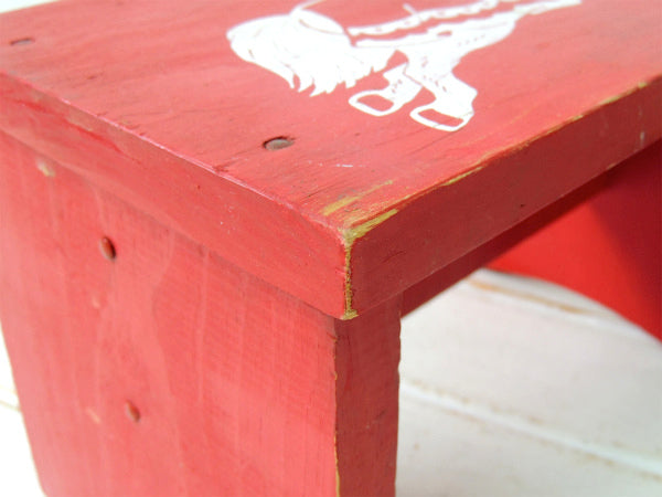 メルヘン 白馬 レッド 木製 ヴィンテージ ステップスツール 踏み台 子供イス USA