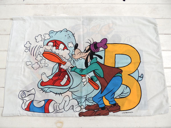 【ミッキー&フレンズ】アルファベット柄・ヴィンテージ・ピロケース/枕カバー