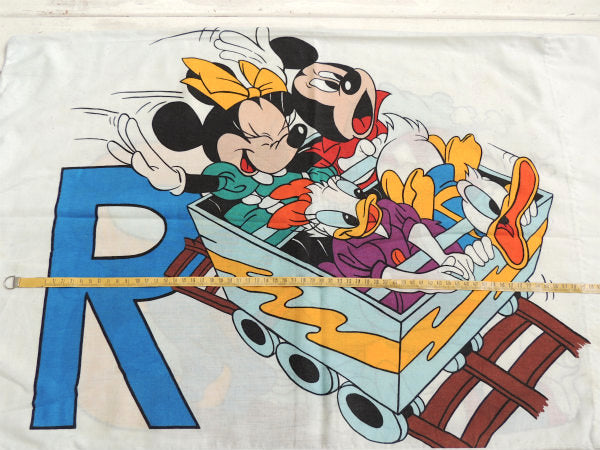 【ミッキー&フレンズ】アルファベット柄・ヴィンテージ・ピロケース/枕カバー