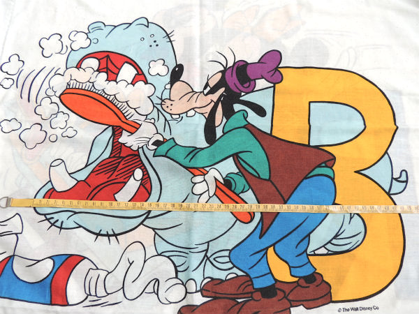 【ミッキー&フレンズ】アルファベット柄・ヴィンテージ・ピロケース/枕カバー