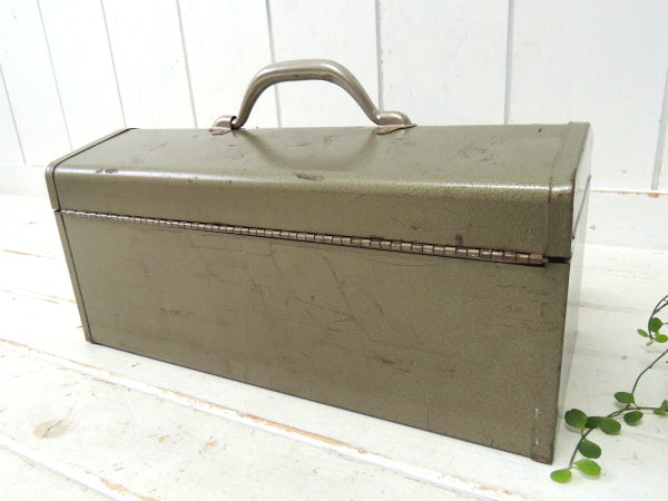 ゴールドトーン・メタル製・2段式・ヴィンテージ・ツールボックス・ツールケース・工具箱・道具箱