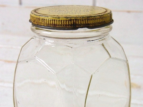 【BEST FOODS】蜂の巣デザイン・ヴィンテージ・ガラスジャー/ガラス瓶/ガラス容器 USA