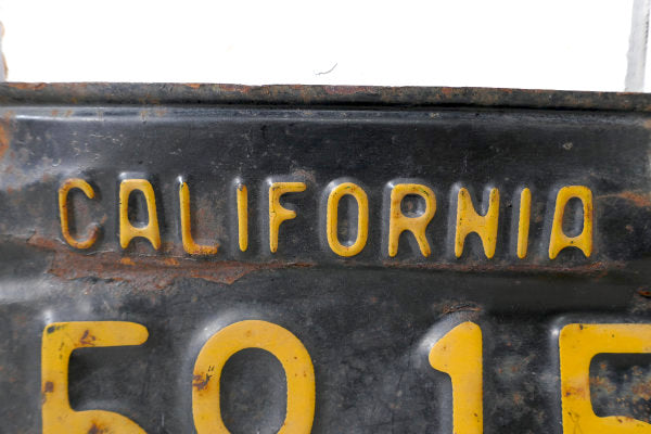 1963s カリフォルニア F59 155 ビンテージ・ブラック×イエロー・ナンバープレート USA