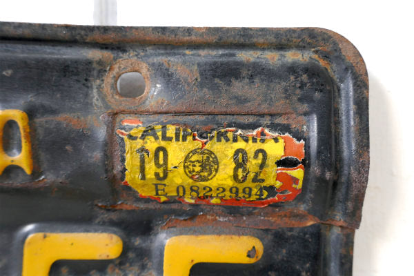 1963s カリフォルニア F59 155 ビンテージ・ブラック×イエロー・ナンバープレート USA