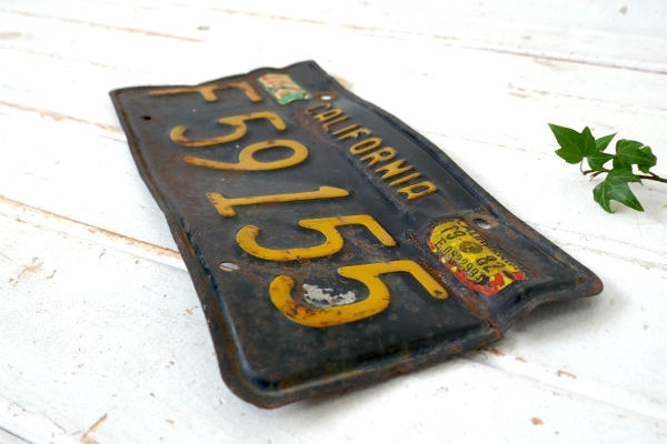 1963s カリフォルニア F59 155 ビンテージ・ブラック×イエロー・ナンバープレート USA