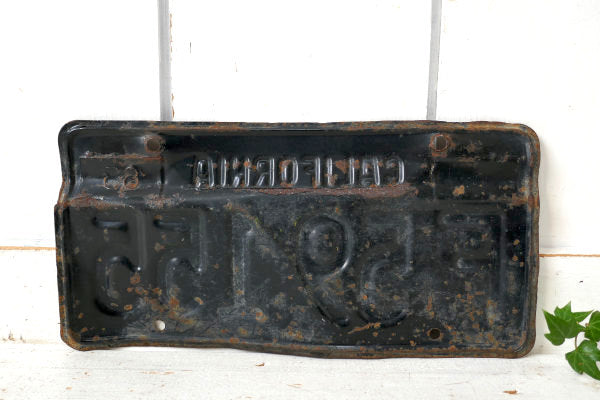 1963s カリフォルニア F59 155 ビンテージ・ブラック×イエロー・ナンバープレート USA