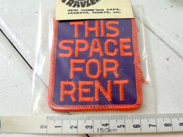 THIS SPACE FOR RENTメッセージ・ヴィンテージ・刺繍・ワッペン・デッドストック・US