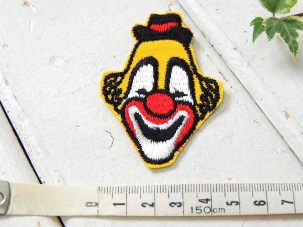 USA・ピエロ サーカス・イエロー・ヴィンテージ・刺繍・ワッペン・デッドストック