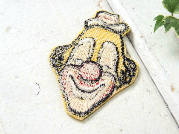 USA・ピエロ サーカス・イエロー・ヴィンテージ・刺繍・ワッペン・デッドストック
