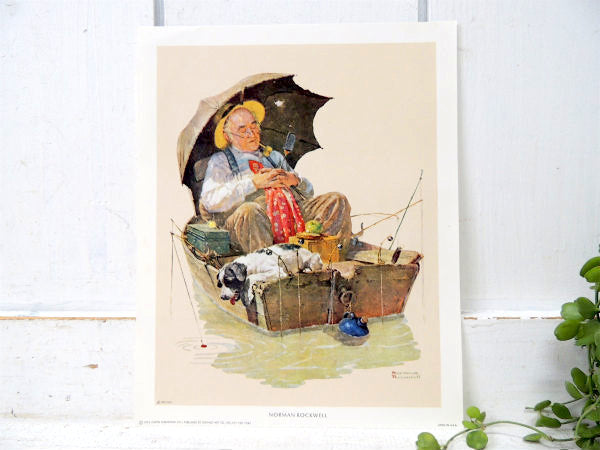 【ノーマンロックウェル】フィッシングと可愛い犬・1972s・ヴィンテージ・ポスター・壁飾り・印刷物