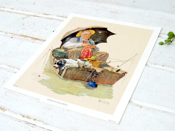【ノーマンロックウェル】フィッシングと可愛い犬・1972s・ヴィンテージ・ポスター・壁飾り・印刷物