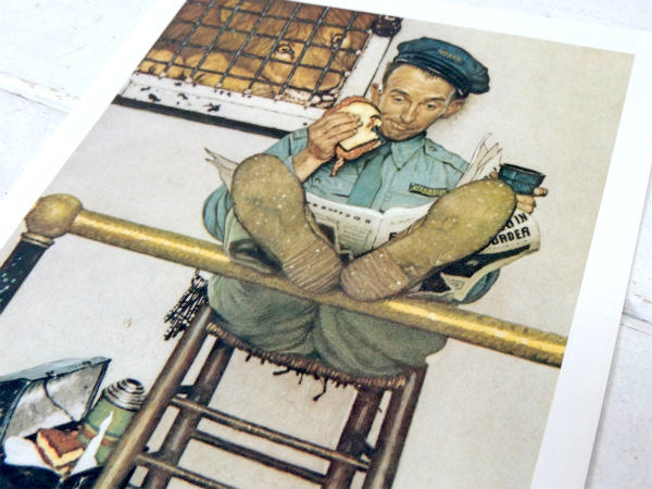 ノーマンロックウェル ライオン&看守 1972s ヴィンテージ ポスター 壁飾り 印刷物