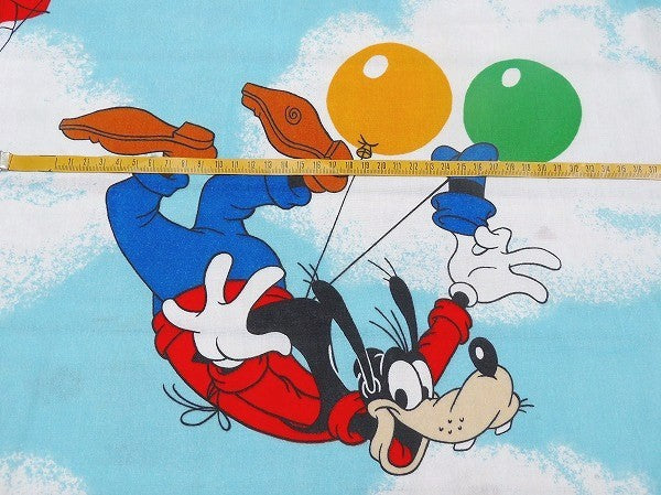 【ミッキー&フレンズ】飛行船柄・ヴィンテージ・ユーズドシーツ(フラットタイプ)　USA