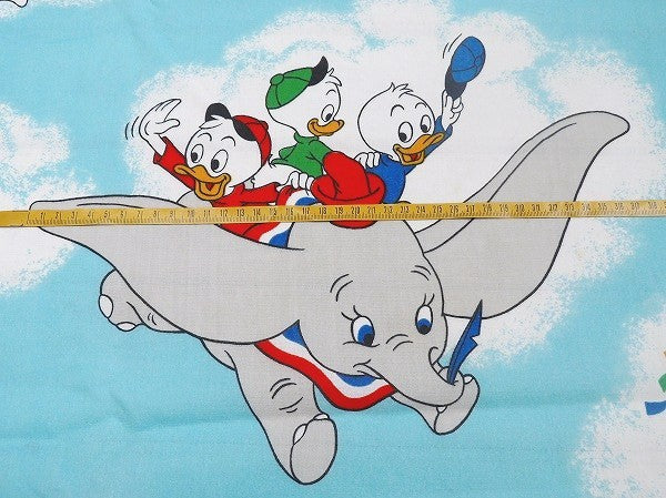 【ミッキー&フレンズ】飛行船柄・ヴィンテージ・ユーズドシーツ(フラットタイプ)　USA