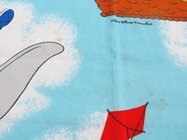 【ミッキー&フレンズ】飛行船柄・ヴィンテージ・ユーズドシーツ(フラットタイプ)　USA