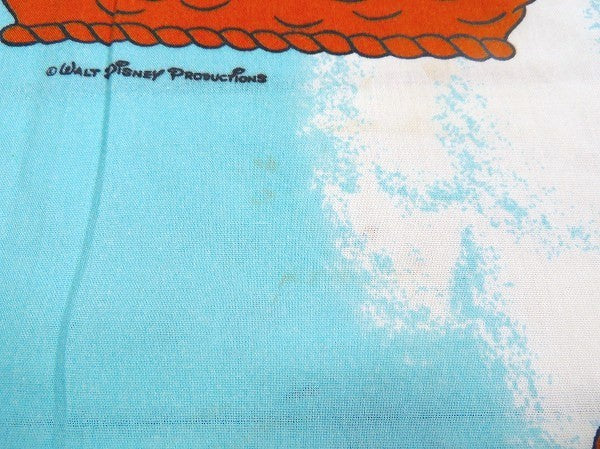 【ミッキー&フレンズ】飛行船柄・ヴィンテージ・ユーズドシーツ(フラットタイプ)　USA