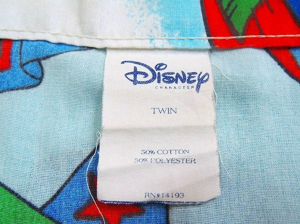 【ミッキー&フレンズ】飛行船柄・ヴィンテージ・ユーズドシーツ(フラットタイプ)　USA