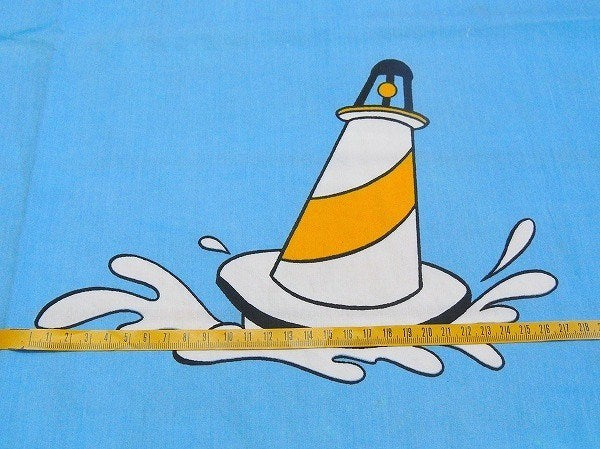 【ミッキー&ミニー】ヨット&マリン柄・ヴィンテージ・ユーズドシーツ(フラットタイプ) USA