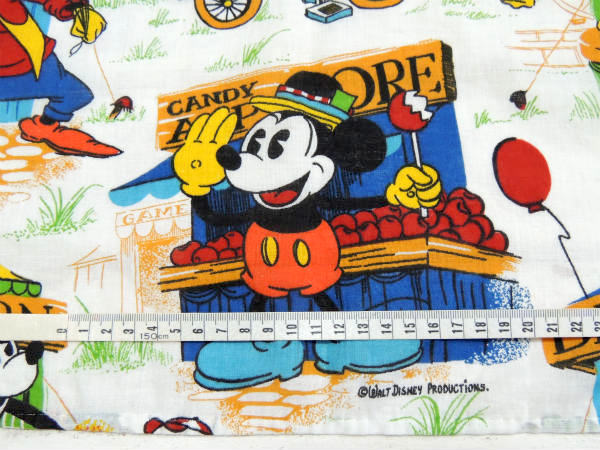 【OLDミッキーマウス】ミッキー&フレンズ・お祭り柄・ヴィンテージ・カーテン/生地/ファブリック