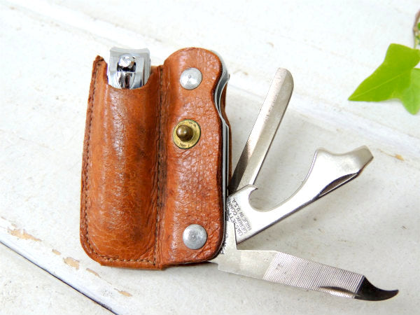 パンナム 航空機 飛行機 ファーストクラス・ヴィンテージ・レザーケース・ボールチェーン・ナイフ&栓抜き