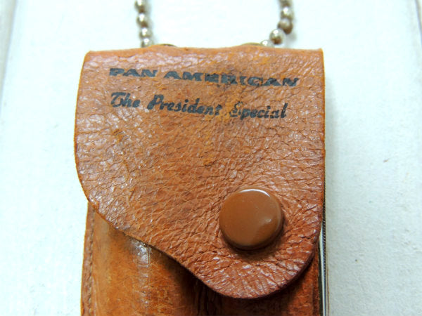 パンナム 航空機 飛行機 ファーストクラス・ヴィンテージ・レザーケース・ボールチェーン・ナイフ&栓抜き