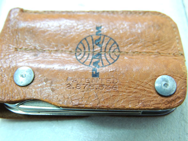 パンナム 航空機 飛行機 ファーストクラス・ヴィンテージ・レザーケース・ボールチェーン・ナイフ&栓抜き